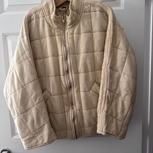 Free People Cream Bomber Jacket
